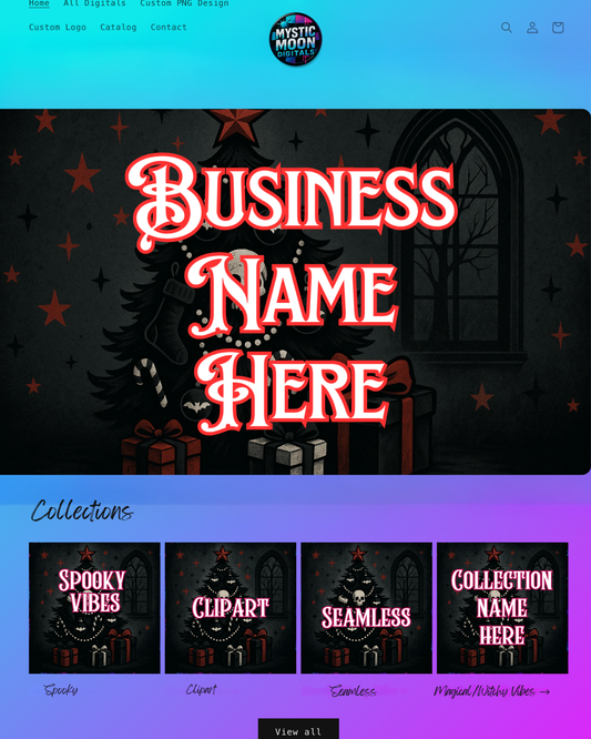 Gothic Christmas Website Template|Editable Canva Template|Digital Product