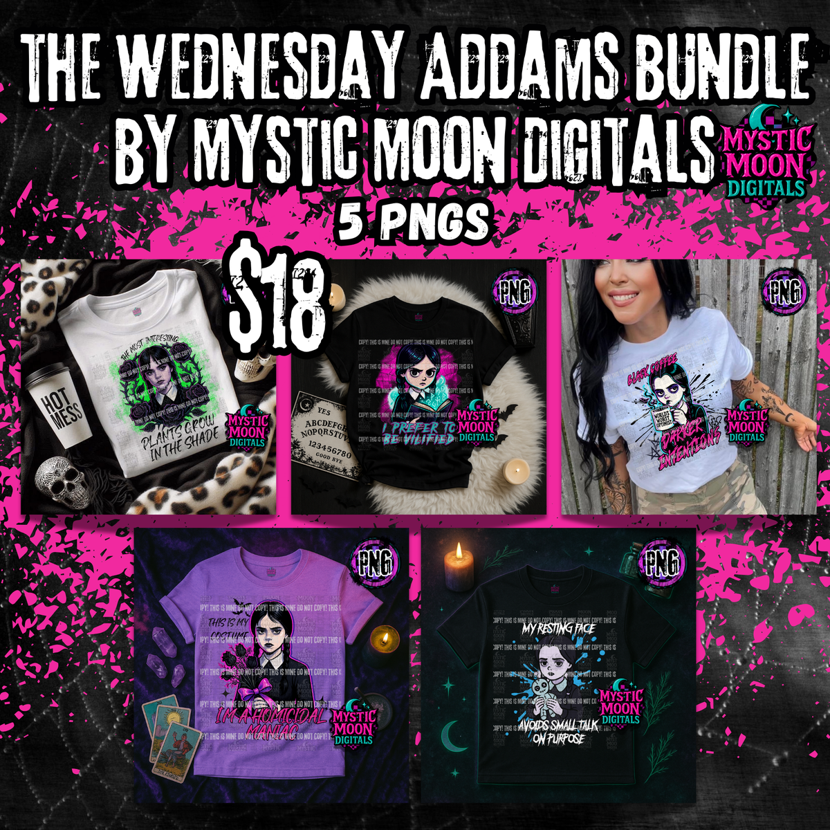 Wednesday Addams Bundle PNG | Digital Files | Digital Download Only